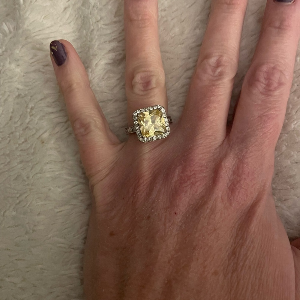 Gold and Silver Women's Ring with Gemstone